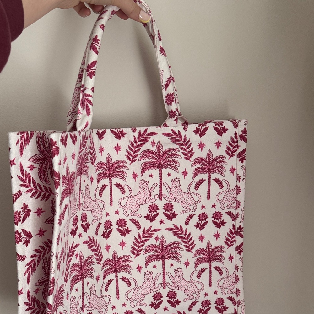 NWT Tropical Pink Leopard Linen & Cotton Totes